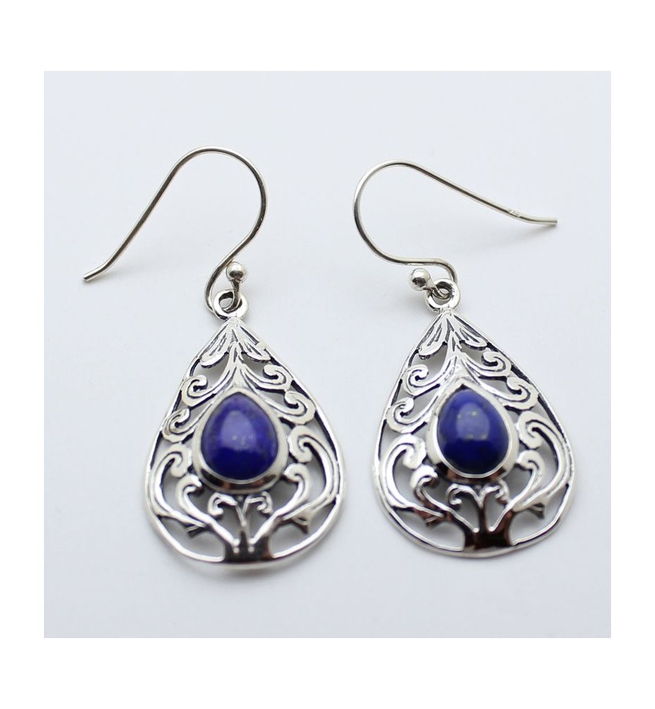 boucles d'oreilles en argent et lapis lazuli