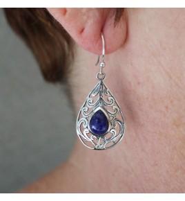 boucles d'oreilles en argent 925 et lapis lazuli