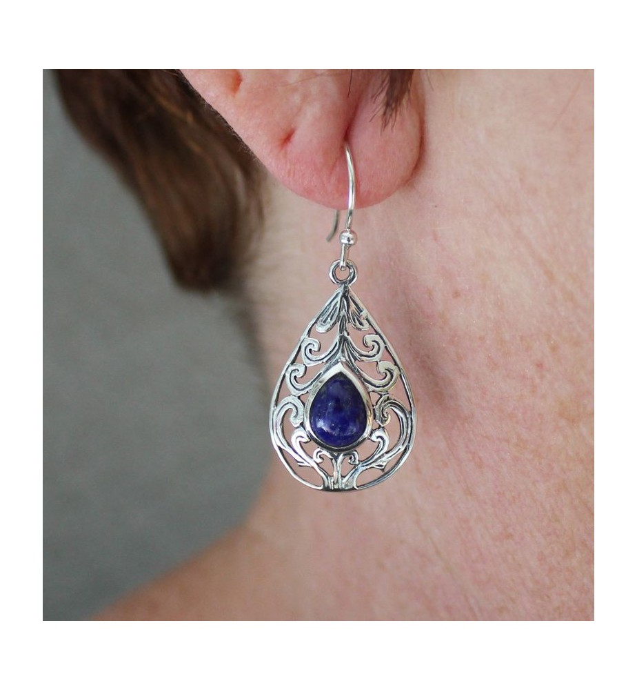boucles d'oreilles en argent 925 et lapis lazuli