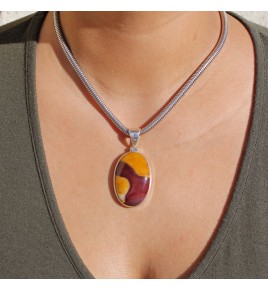 pendentif argent 925 et jaspe mokaite