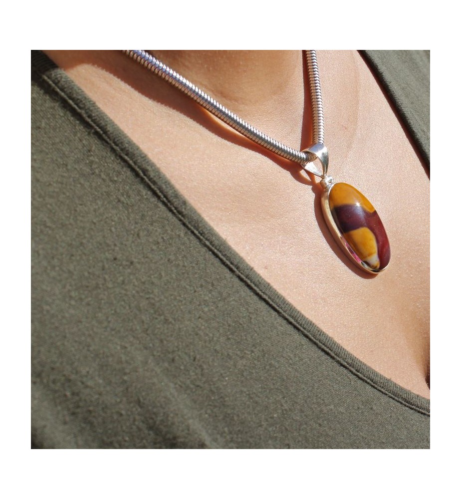 pendentif argent 925 et jaspe