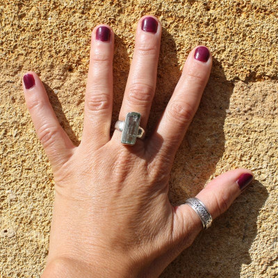 bague aigue marine brute