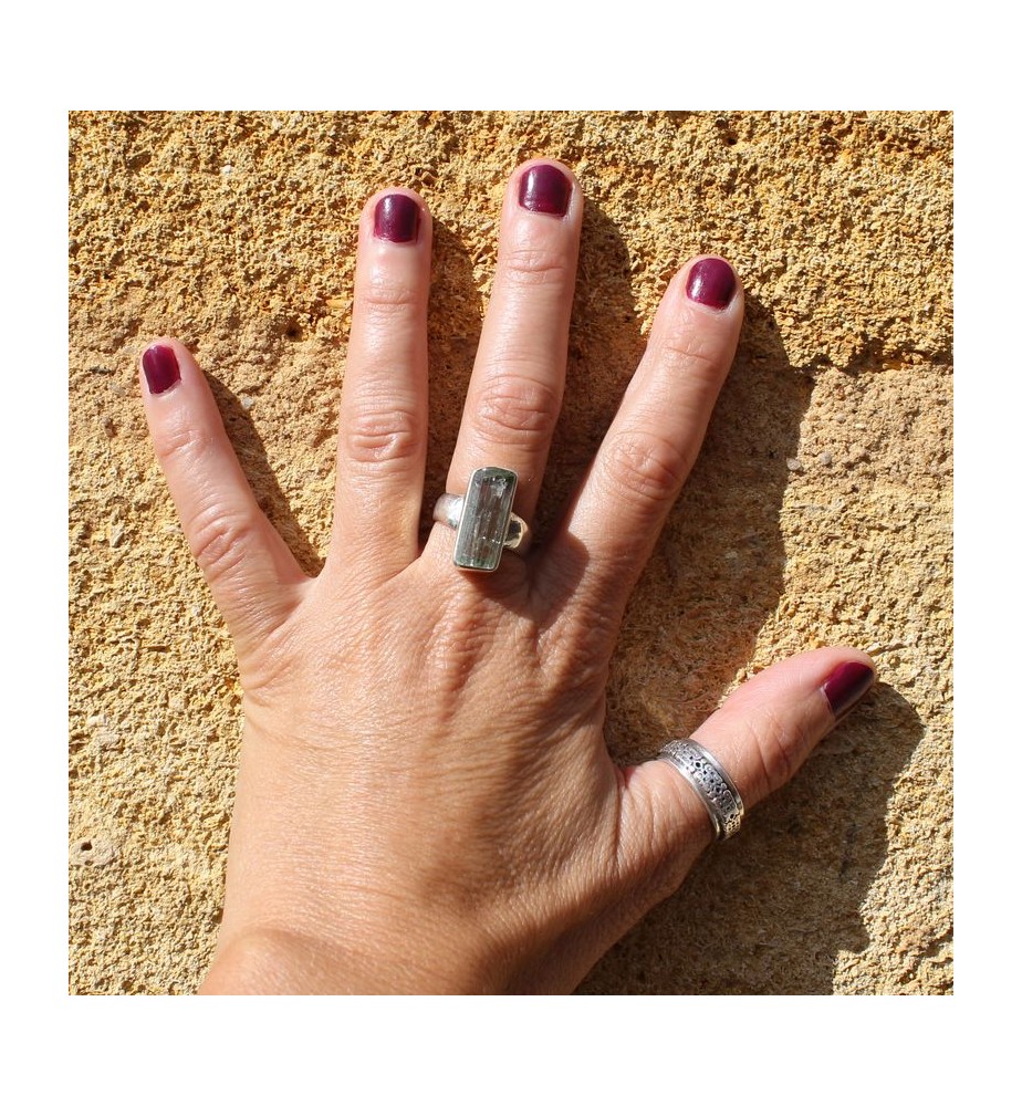 bague aigue marine brute