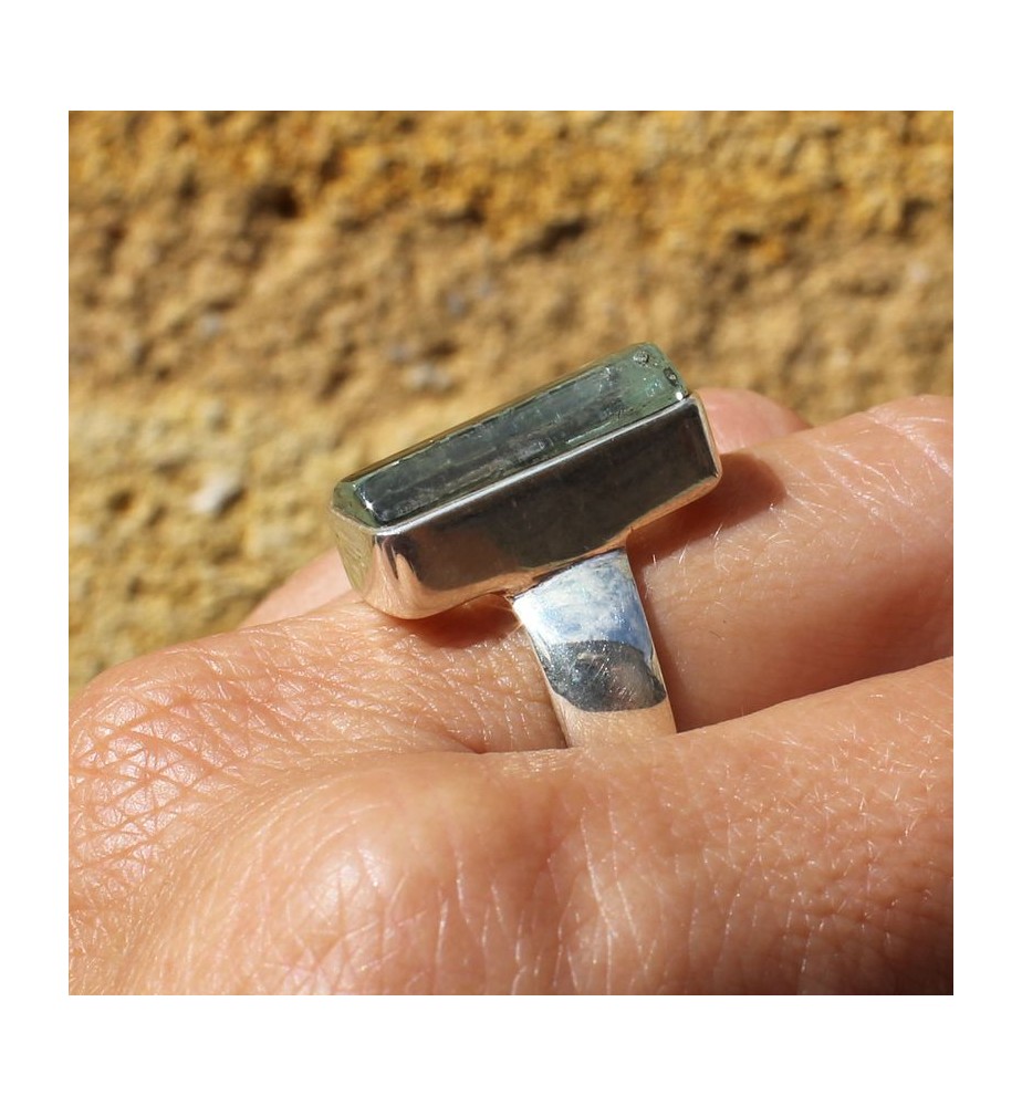 bague argent pierre verte