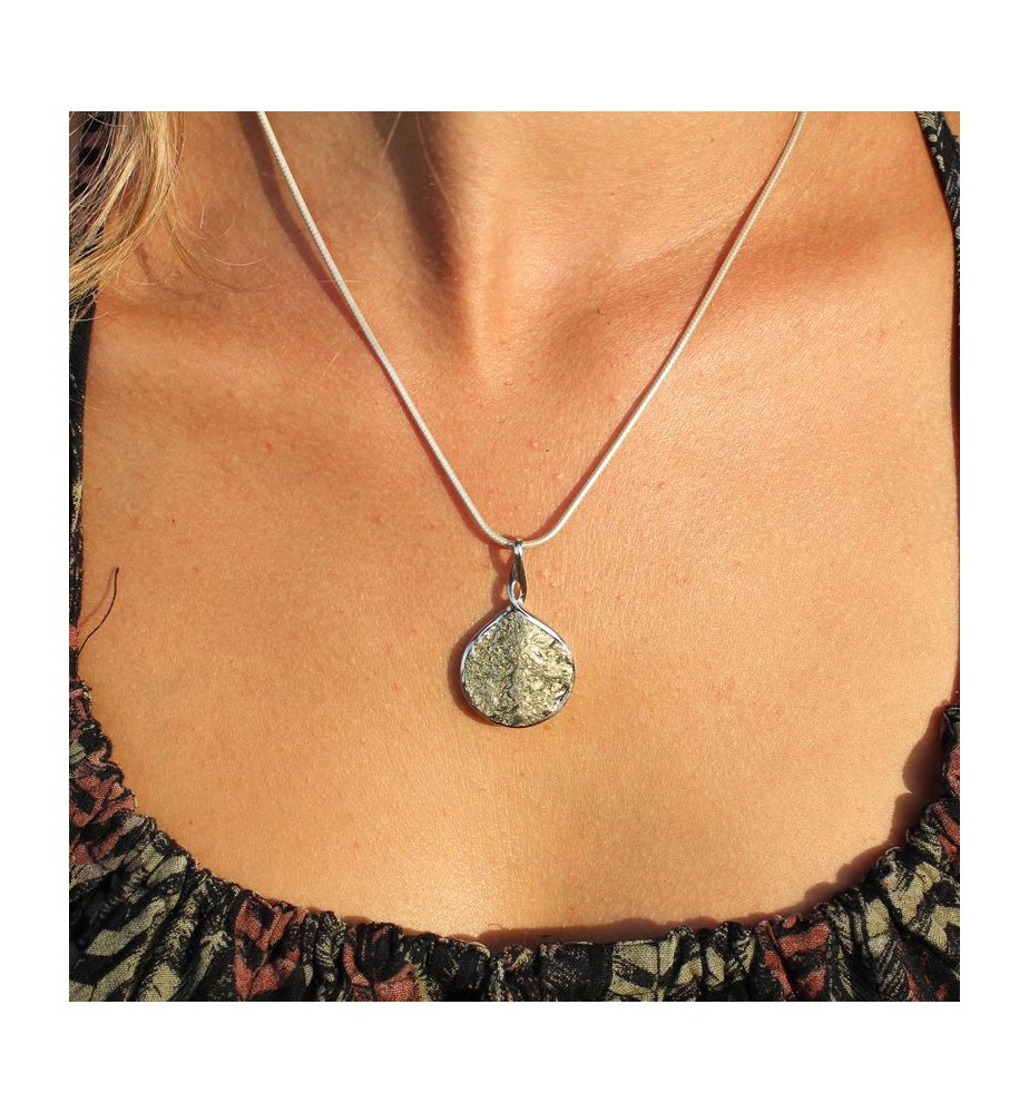 pendentif argent 925 et pyrite