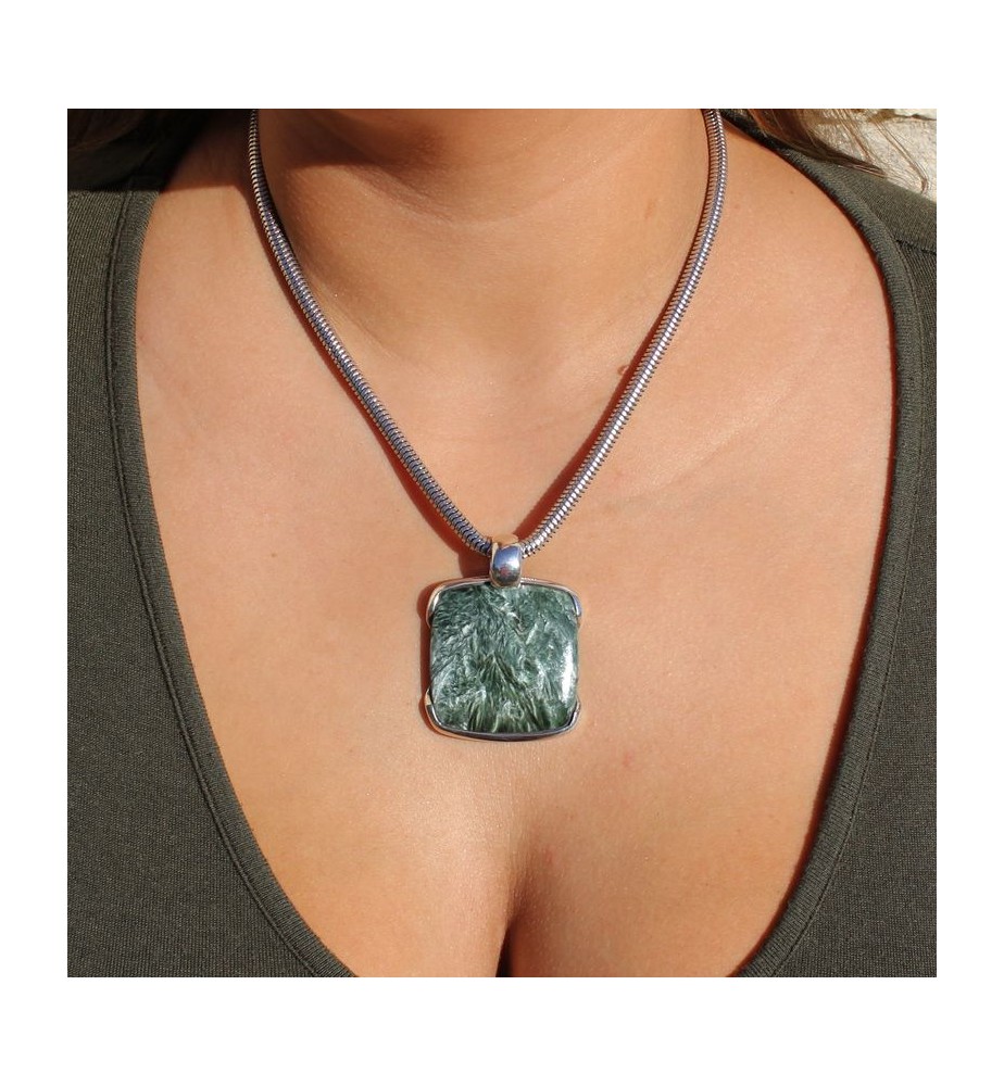 pendentif argent 925 et séraphinite