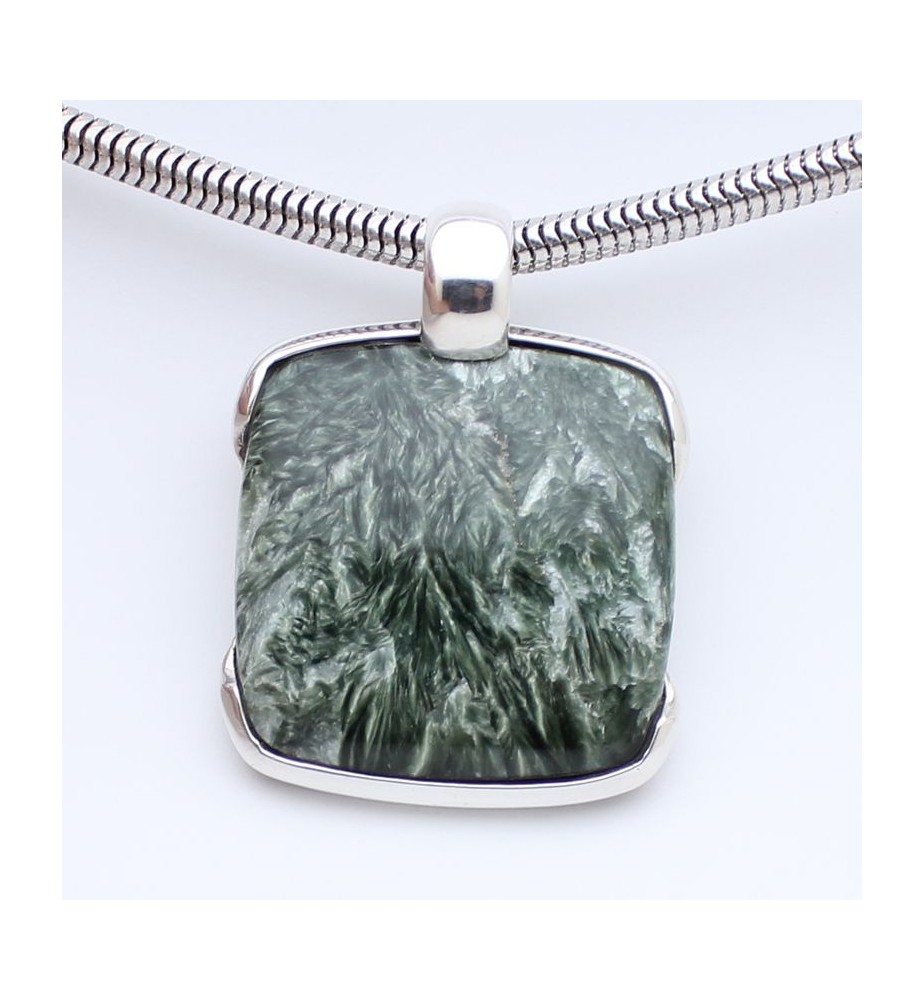 pendentif argent et séraphinite