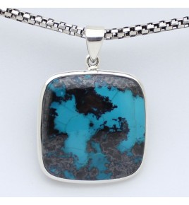 pendentif argent et azurite