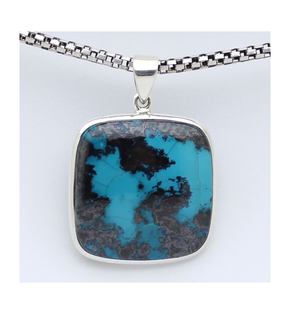 pendentif argent et azurite