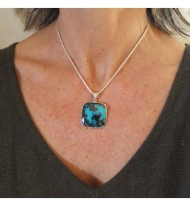 pendentif argent 925 et azurite