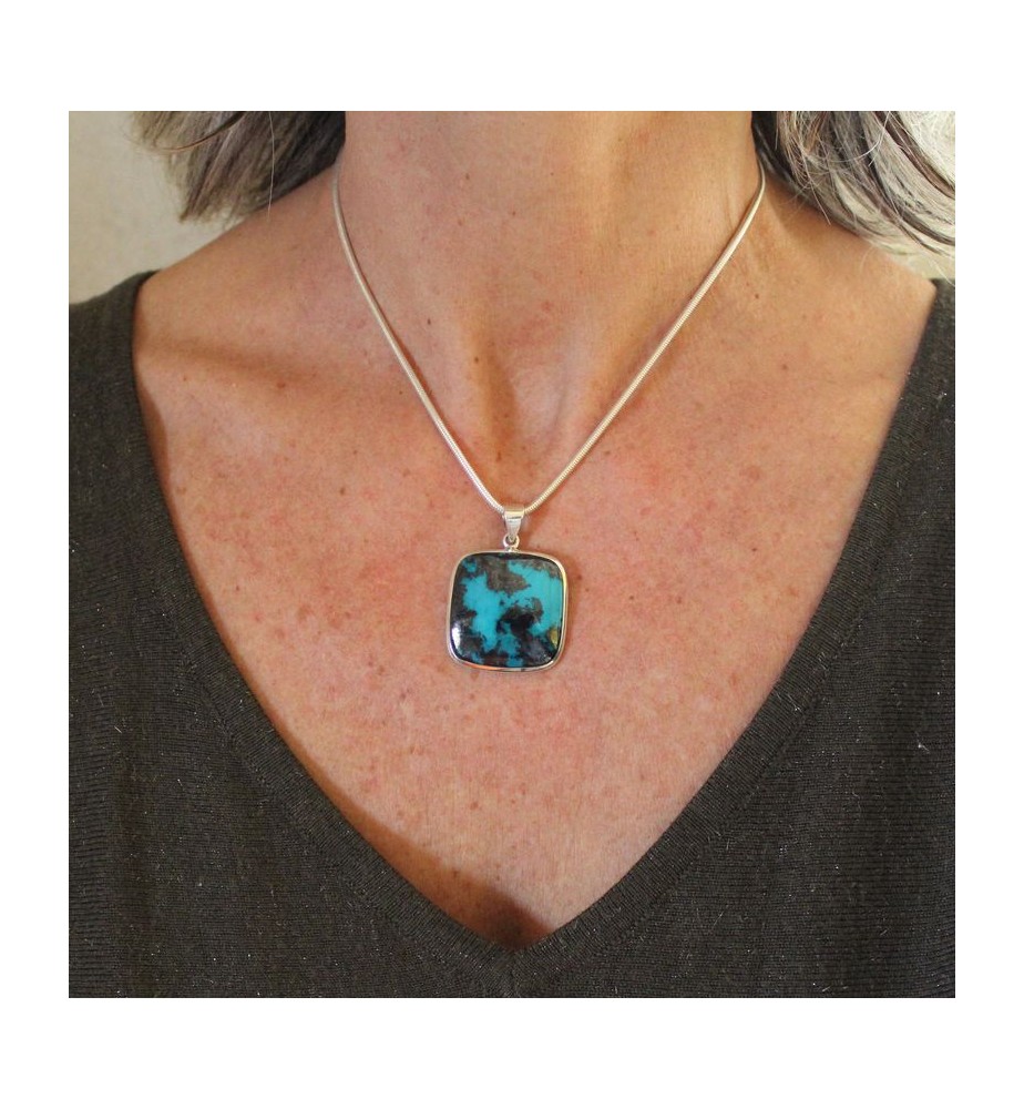 pendentif argent 925 et azurite
