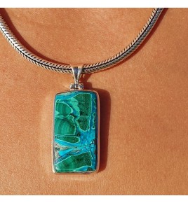 pendentif argent et chrysocolle malachite