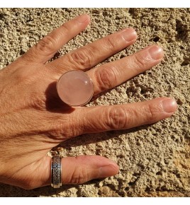 bague argent et quartz rose