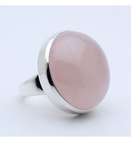 bague argent et quartz rose