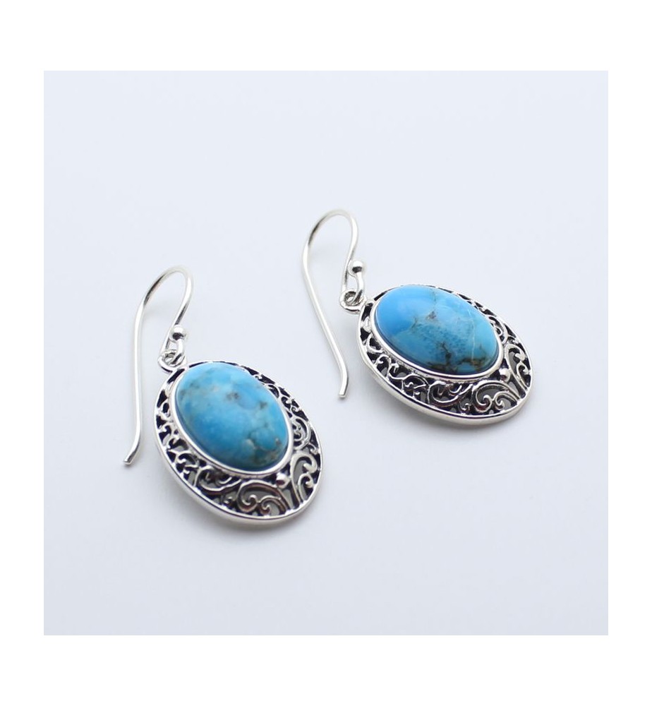 boucles d'oreilles argent et turquoise boucles d'oreilles argent et turquoise