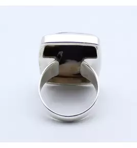 bague argent et pierre marron