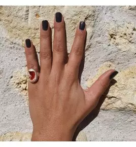 bague argent et opale