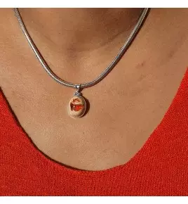 pendentif argent et opale de feu