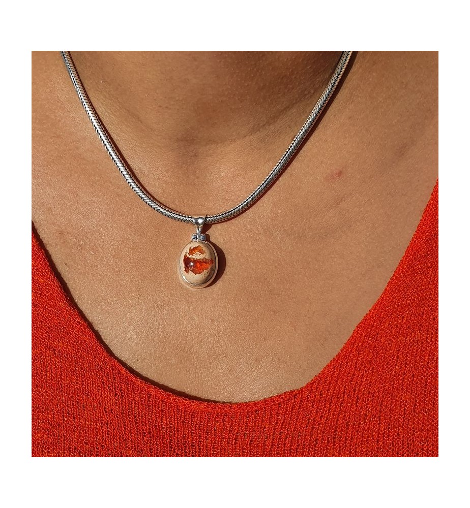 pendentif argent 925 et opale