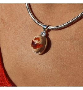 pendentif argent et pierre orange
