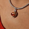 pendentif argent et pierre orange