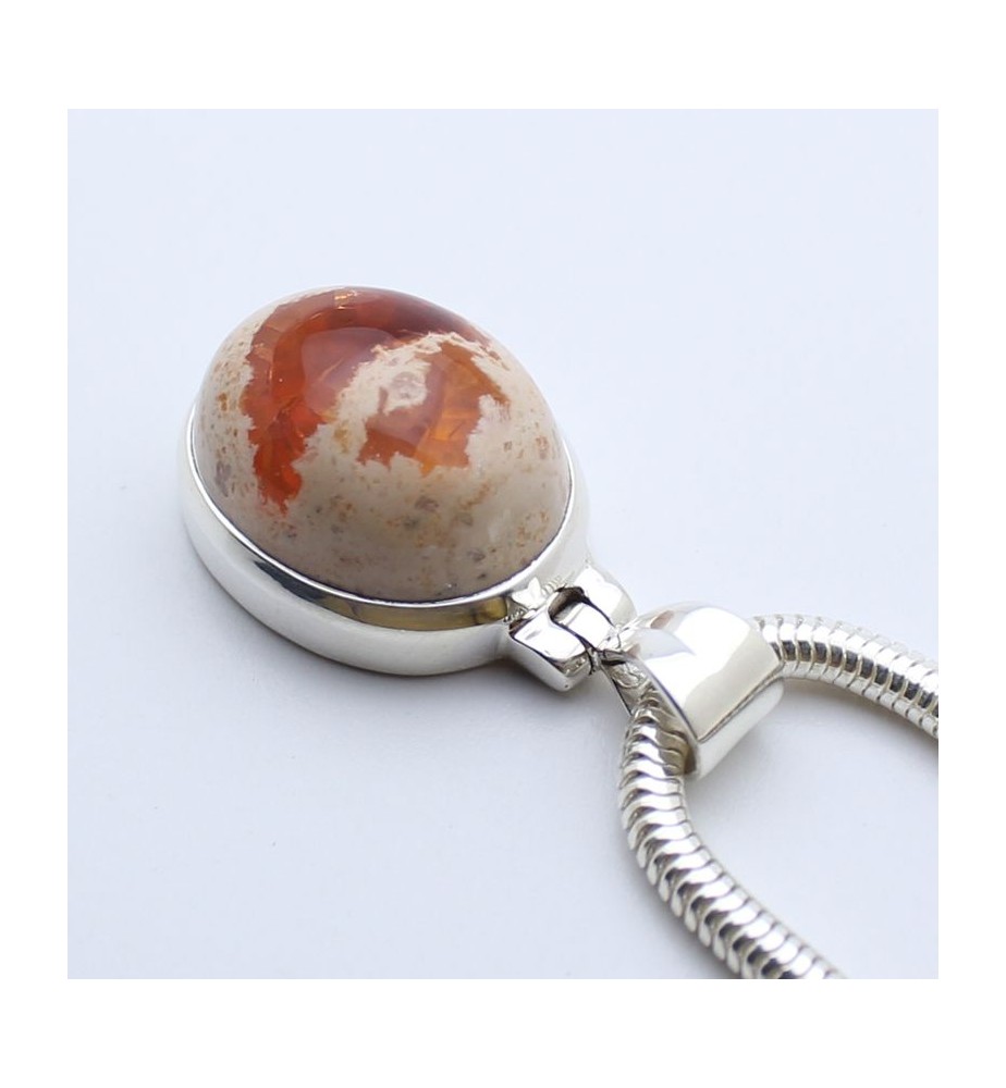 pendentif argent et opale de feu