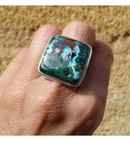bague argent et pierre verte