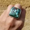 bague argent et pierre verte