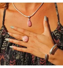 bague argent rhodochrosite