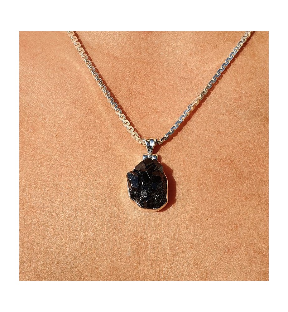 pendentif grenat argent massif