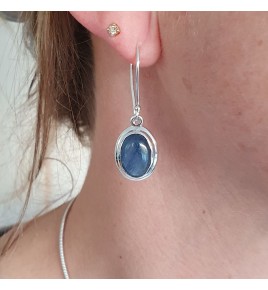 boucles d'oreilles argent et pierre  bleue