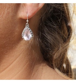 boucles d'oreilles argent quartz rose