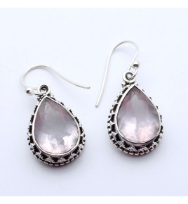 boucles d'oreilles quartz rose