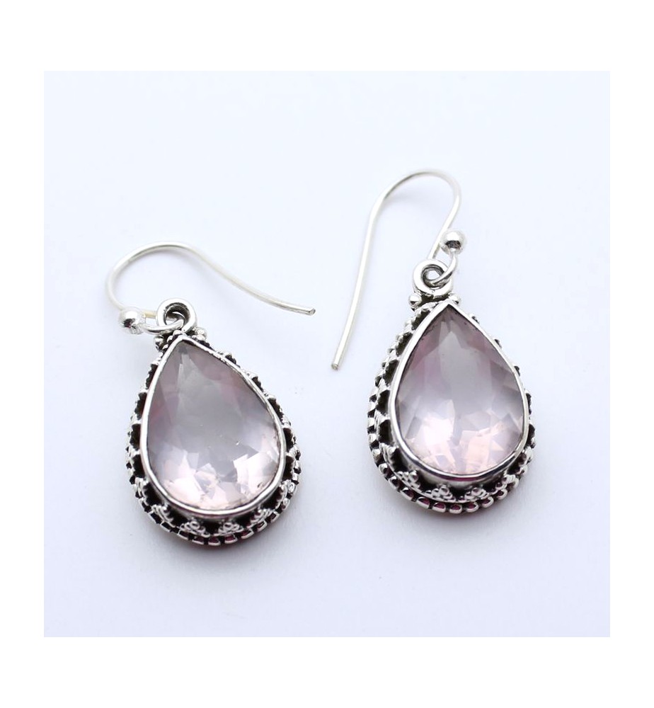 boucles d'oreilles quartz rose