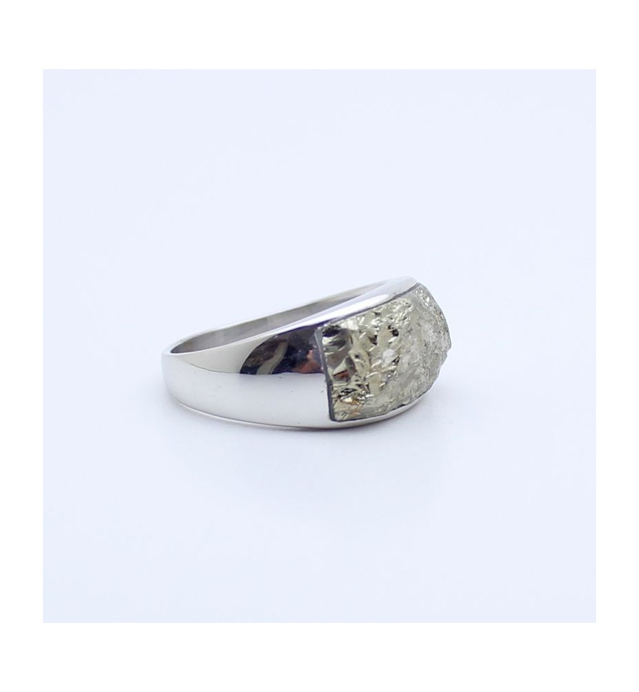 bague argent et pierre dorée