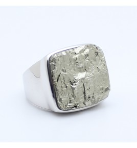 bague argent pierre dorée