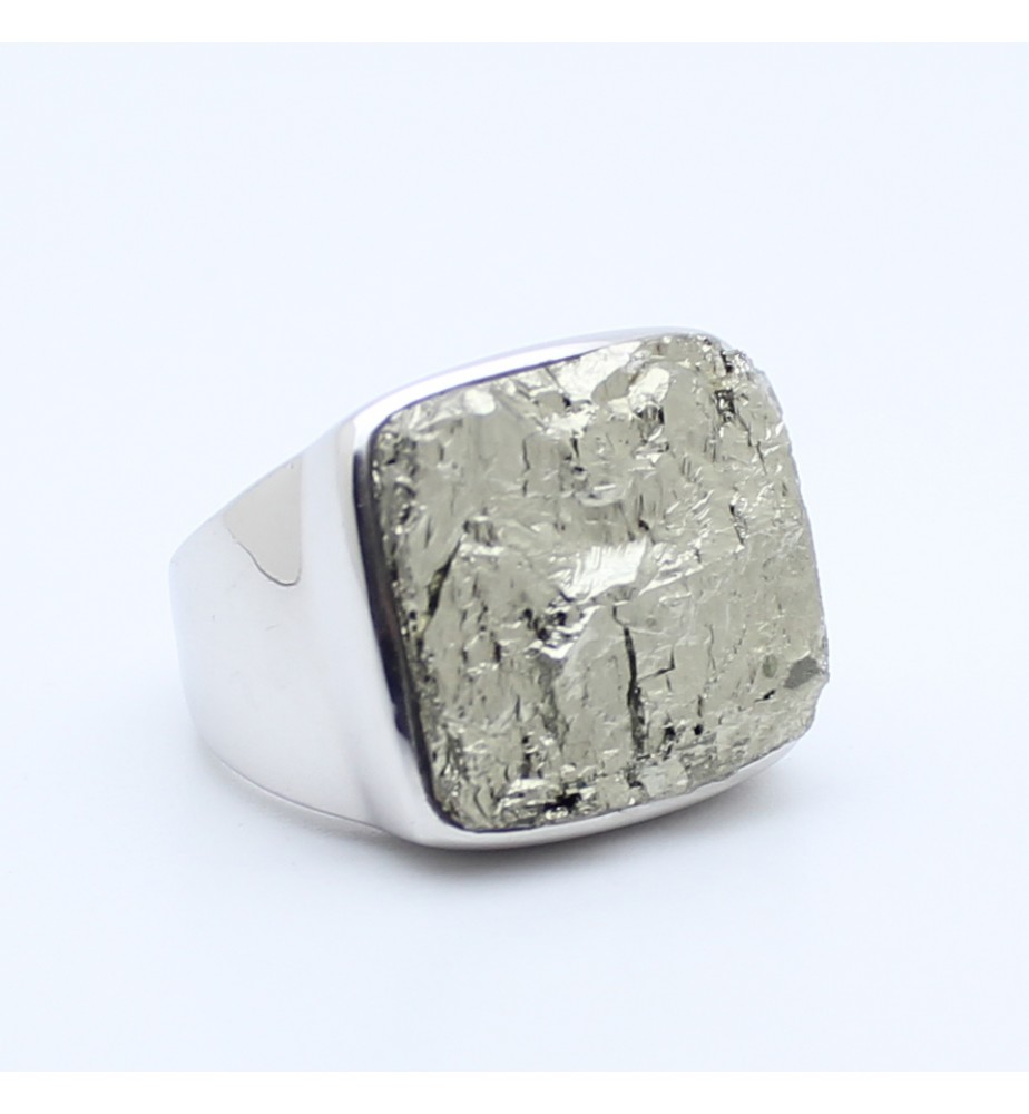 bague argent pierre dorée