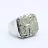 bague argent pierre dorée
