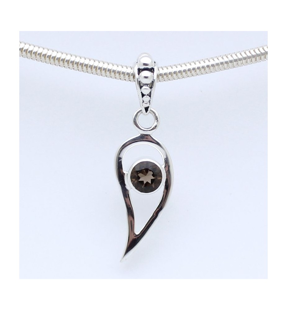 pendentif argent pierre marron