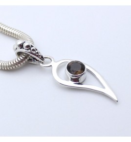 pendentif argent quartz fumé