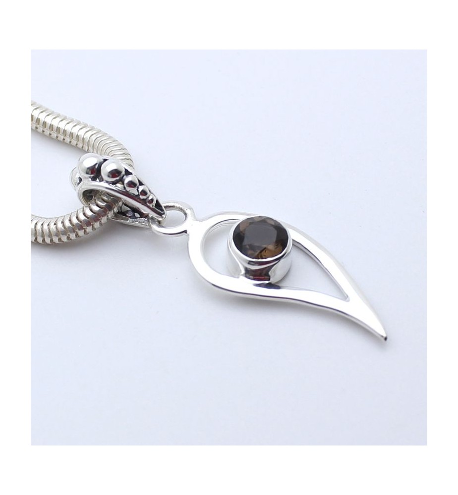 pendentif argent quartz fumé