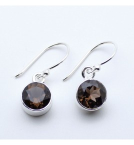 boucles d'oreilles argent quartz fumé