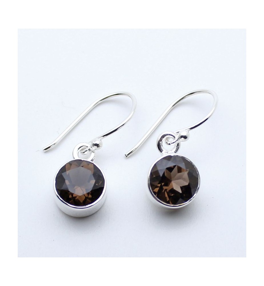 boucles d'oreilles argent quartz fumé