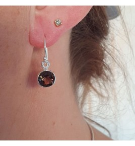 quartz fumé boucles d'oreilles