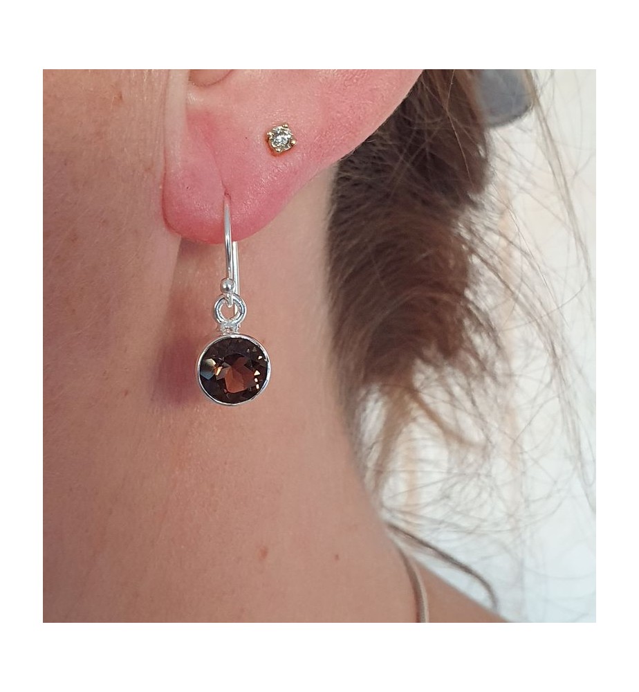 quartz fumé boucles d'oreilles