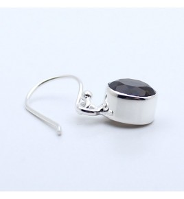 boucles d'oreilles argent pierre marron