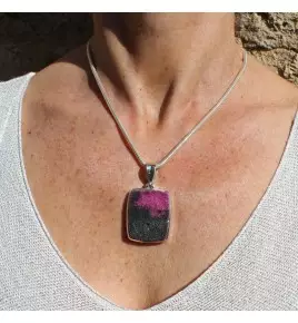 pendentif argent pierre rose