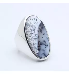 bague argent pierre blanche