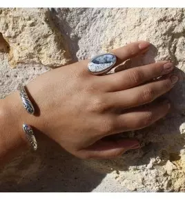 bague argent pierre blanche