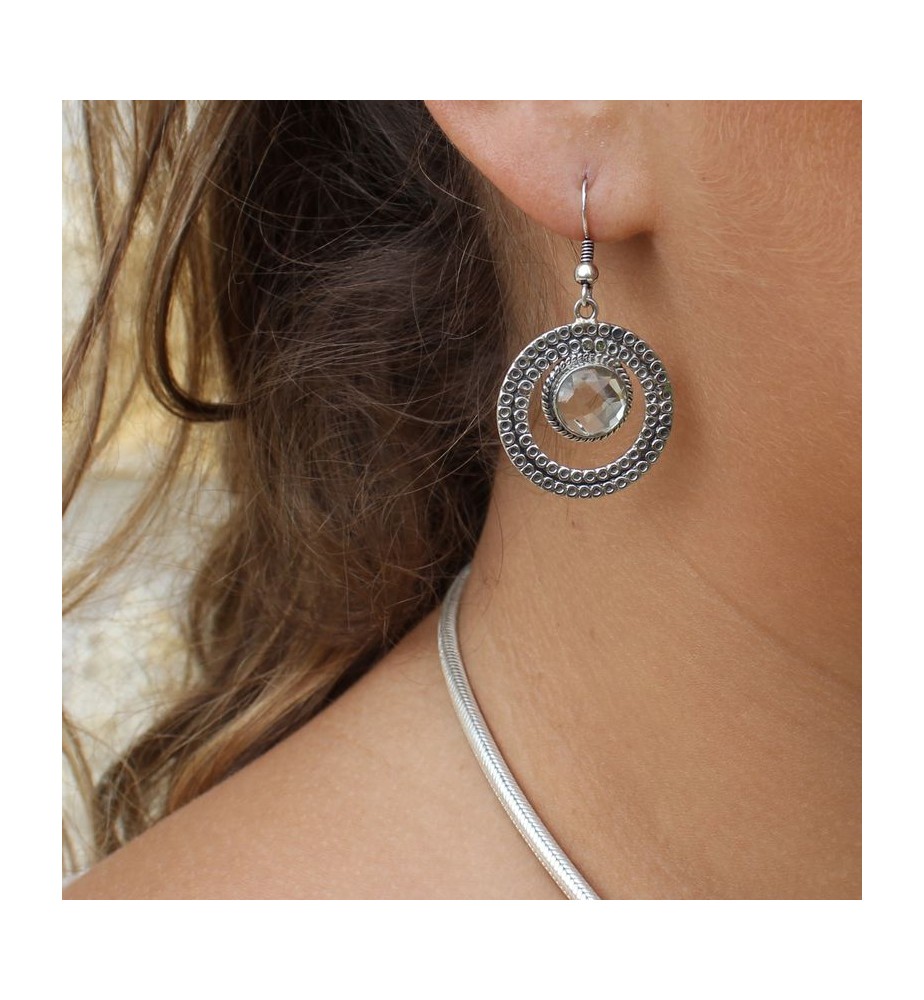 boucles d'oreilles améthyste verte